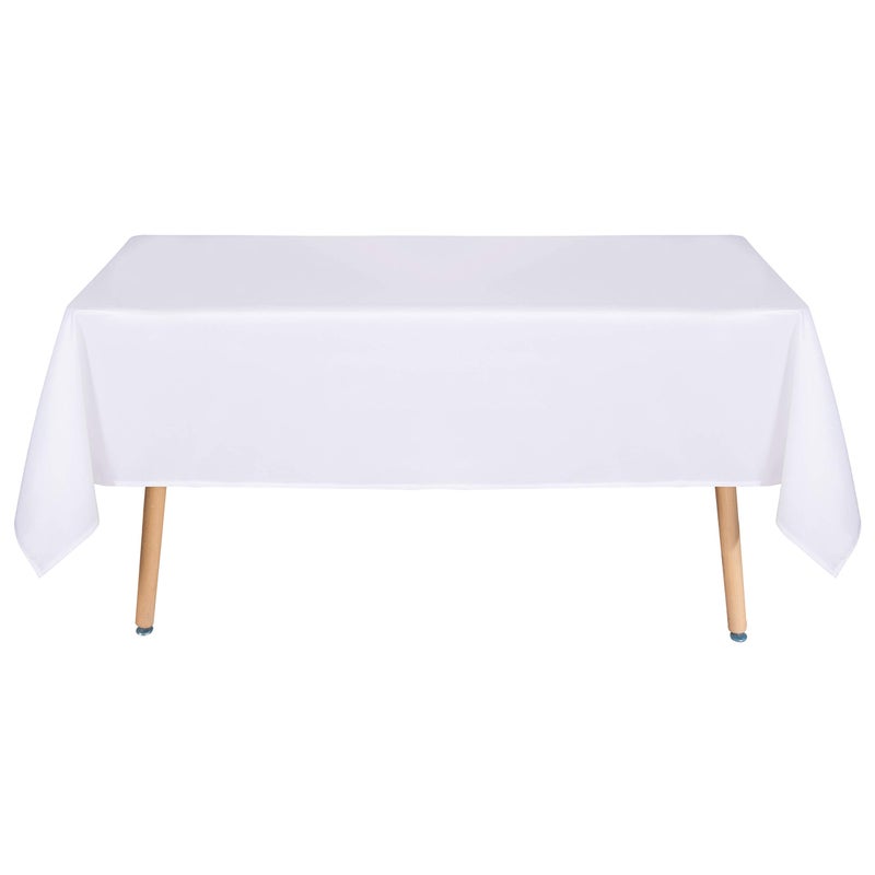 sancua Rectangle Tablecloth - 90 x 156 Inch - Water Resistant Spill Proof Washable Polyester Table Cloth  Decorative Fabric Table Cover for Dining Tables  Buffet Parties and Camping  White - Image 2